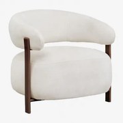 Fauteuil Van Chenillestof En Ijzer Jolie Bruin – Donker Hout & Stof Chenille Beige – Crème - Sklum