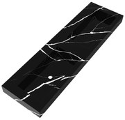 Brauer Coral dubbele wastafel marmerlook 160cm zonder kraangat nero marquina