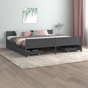 vidaXL Bedframe met 4 lades massief grenenhout donkergrijs 200x200 cm