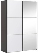 Goossens Kledingkast Easy Storage Sdk, 153 cm breed, 220 cm hoog, 1x 3 paneel glas schuifdeur li en 1x 3 paneel spiegel schuifdeur re