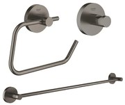 GROHE Essentials accessoireset 3-delig met handdoekhouder, handdoekhaak en toiletrolhouder zonder klep brushed hard graphite sw98977/sw99001/sw99025/