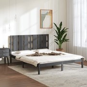 vidaXL Bedframe massief hout grijs 150x200 cm 5FT King Size