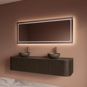 Gliss Design Alluro badmeubel ribbelfront met ronding links/rechts 180cm charcoal en zwart leisteen toppaneel