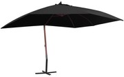 vidaXL Zweefparasol met houten paal 400x300 cm zwart