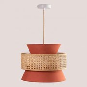 Rotan Plafondlamp Yereh Rood – Klei - Sklum