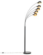 Design vloerlamp zwart met goud 5-lichts - Sixties Marmo