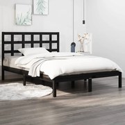 vidaXL Bedframe massief hout zwart 120x190 cm 4FT Small Double