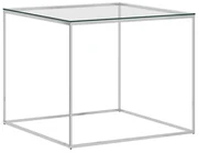 vidaXL Salontafel 50x50x43 cm roestvrij staal en glas zilverkleurig