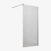 Vaste Douchewand Met 8 Mm Gehard Glas En Bristol Aluminium Geborsteld Grijs & Transparant & 80 X 195 Cm - Sklum