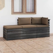 vidaXL 3-delige Loungeset met kussens pallet massief grenenhout