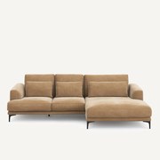 XL longchair met rechterhoek van stonewashed fluweel, MARSILE