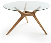 Ronde tafel in glas/eik, Maricielo