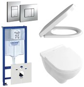 Villeroy & Boch O.Novo Toiletset - softclose en quickrelease zitting - bedieningsplaat verticaal/horizontaal chroom - wit 0720001/0729205/0124182/1024992/