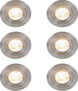 Set van 6 moderne inbouwspots staal rond IP44 - Xena