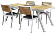 York dining tuinset 200x90xH75 cm 5 delig aluminium wit teak