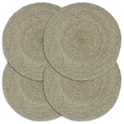 vidaXL Placemats 4 st rond 38 cm jute effen grijs