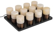 Set van 12 tafellampen donkerbrons RGBW oplaadbaar incl. laadstation IP54 - Alessia