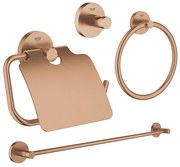 GROHE Essentials accessoireset 4-delig met handdoekring, handdoekhouder, handdoekhaak en toiletrolhouder met klep Brushed warm sunset sw98947/sw98979/sw99003/sw99019/