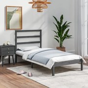 vidaXL Bedframe massief hout grijs 75x190 cm 2FT6 Small Single