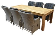 Darwin Krista dining tuinset 240x100xH77,5 cm verstelbaar grijs