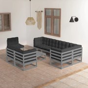 vidaXL 9-delige Loungeset met kussens massief grenenhout