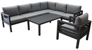 Fabri hoek loungeset 6 delig aluminium antraciet