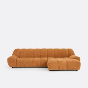 Rechte hoekbank, dik fluweel, Nuria