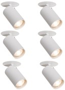 Set van 6 moderne inbouwspots wit GU10 50mm - Chels