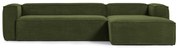 Kave Home Blok Moderne Hoekbank 330 Cm Ribstof Groen Chaise Longue Rechts