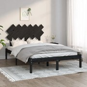 vidaXL Bedframe massief hout zwart 135x190 cm 4FT6 Double