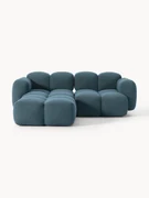 Modulaire bank Tayla (3-zits) van bouclé met poef (links/rechts)