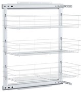 vidaXL Draadmand keuken uittrekbaar 3-laags 47x25x56 cm zilverkleurig