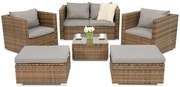 Roma Coffee 4 + 2 Garden Point bruin technorattan tuinmeubelen