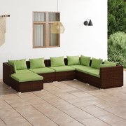 vidaXL 7-delige Loungeset met kussens poly rattan bruin