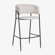 Nalon Hoge Gestoffeerde Kruk ↑75 Cm & Zwart & Stof Gebroken Wit - Sklum