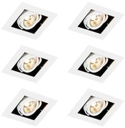 Set van 6 Moderne inbouwspot wit verstelbaar - Oneon 70 GU10 Binnenverlichting Lamp
