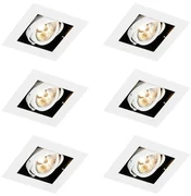 Set van 6 Moderne inbouwspot wit verstelbaar - Oneon 70 GU10 Binnenverlichting Lamp