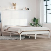 vidaXL Bedframe massief grenenhout wit 90x200 cm