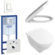 Villeroy & Boch O.Novo Toiletset - softclose en quickrelease zitting - bedieningsplaat verticaal/horizontaal wit - wit 0720003/0729205/0124182/1024992/