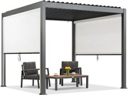 Lagos 3x3 vrijstaande terraspergola met rolluiken aan twee zijden Garden Point antraciet en wit