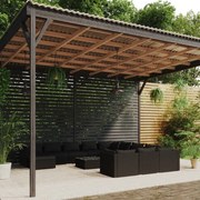 vidaXL 12-delige Loungeset met kussens poly rattan zwart