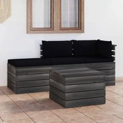 vidaXL 4-delige Loungeset met kussens pallet massief grenenhout