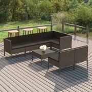 vidaXL 8-delige Loungeset met kussens poly rattan grijs