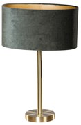 Tafellamp messing met ovale velours kap groen 35cm - Simplo Modern, Klassiek / Antiek E27 Binnenverlichting Lamp