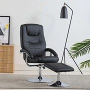 vidaXL Fauteuil verstelbaar met voetenbankje kunstleer zwart