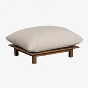 Poef In Acaciahout Brina Beige – Crème - Sklum