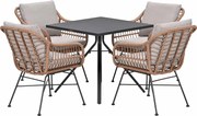 Garden Impressions Lucas tuinset bruin 5-delig - Rimini tuintafel 80x80 cm