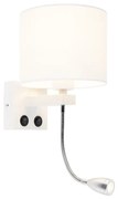 Moderne wandlamp wit met witte kap - Brescia