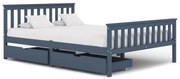 vidaXL Bedframe met 2 lades massief grenenhout grijs 140x200 cm