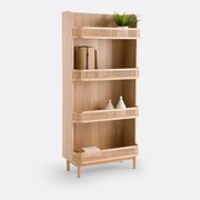 Wandrek boekenkast in rietwerk, Laora